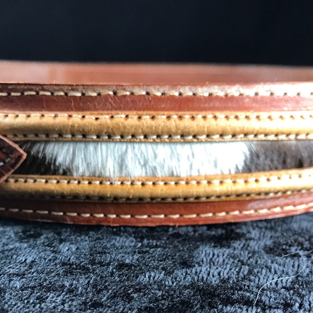 Vtg. Boho Leather Cowhide Belt - Picture 4 of 5